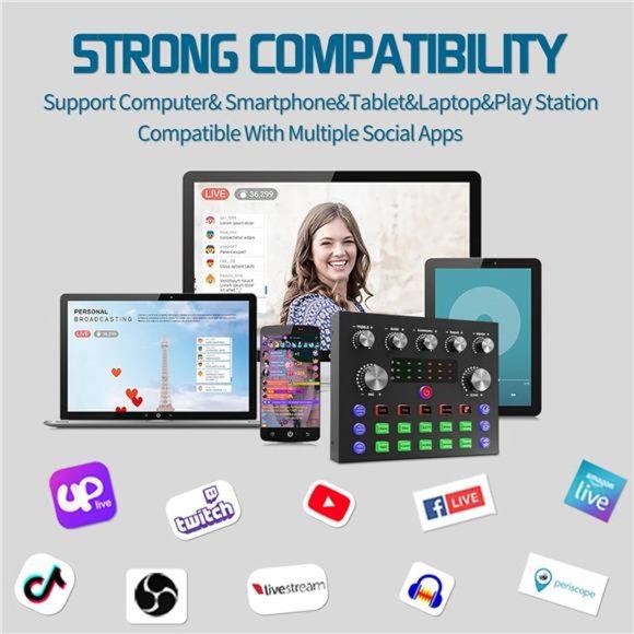 Podcast Equipment Bundle,Audio Interface with DJ Mixer and Studio Broadcast Mic - Picture 4 of 7